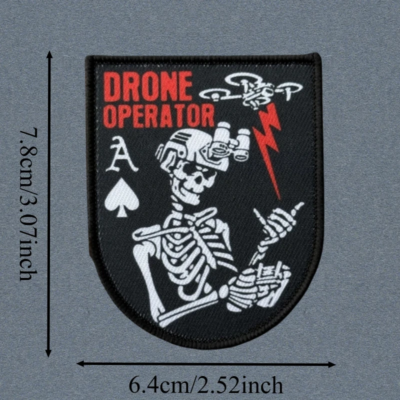 Parche con estampado de calavera para operador de Dron, chaleco táctico, sombreros con gancho y bucle, insignia de moral, pegatinas para mochila, parches para brazalete para ropa - imagen 3