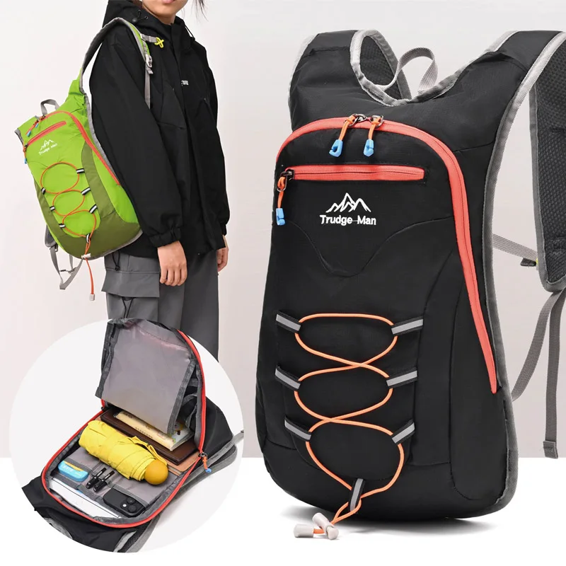 Mochila para senderismo, ciclismo, Camping para hombres y mujeres, escalada al aire libre, viajes, deportes, bolsas reflectantes con cordón, mochila para correr y trotar - imagen 2