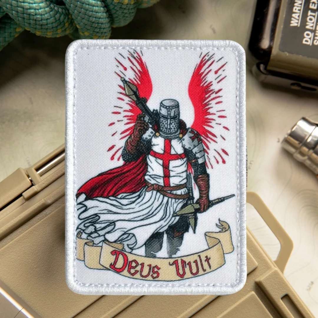 Deus Vult, esto es lo que dios quiere insignia de moral táctica parches de gancho impresos para ropa pegatina de mochila del ejército militar - imagen 2