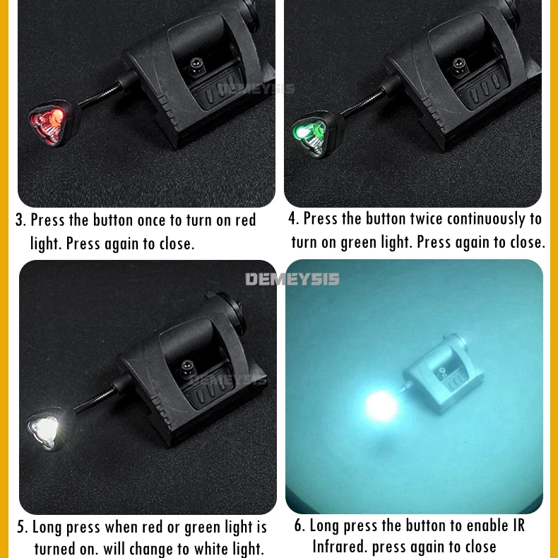 Casco táctico con carga de luz, linterna LED de 3 modos, iluminación de mapa para acampar al aire libre, cascos de caza Airsoft, accesorios de lámpara - imagen 3