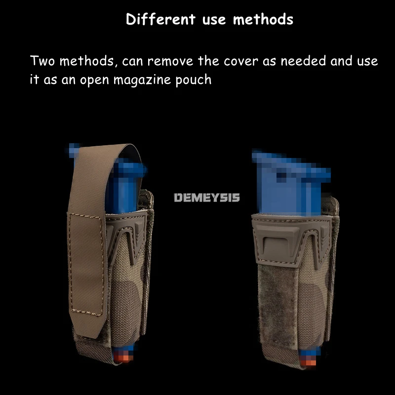 Bolsas de una sola revista de 9MM con cubierta protectora, bolsa de cintura para caza, bolsa táctica MOLLE de liberación rápida para Paintball - imagen 5