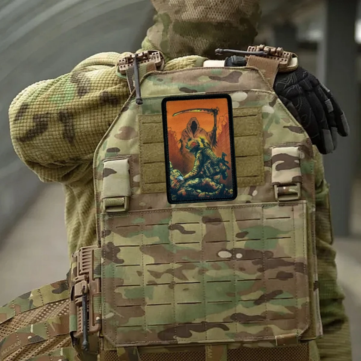 Parche con insignia de moral "no hoy", brazalete táctico, mochila militar, parches impresos, rescate médico y confrontación con muerte - imagen 5