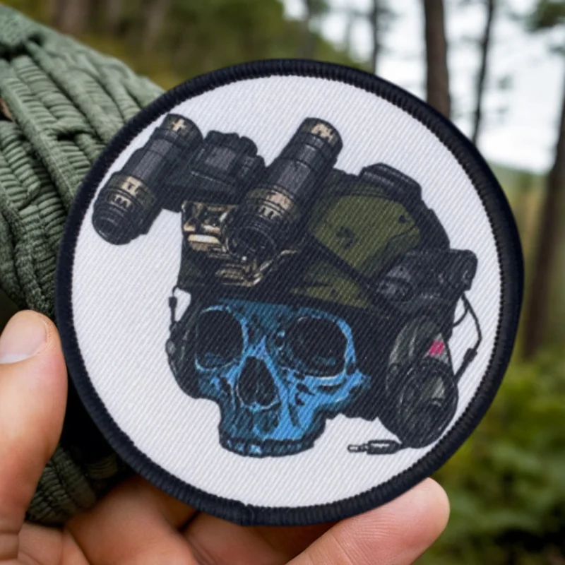 Gafas de visión nocturna, observadores, parches de impresión táctica, esqueletos, insignias de moral militar, mochilas, pegatinas de decoración de ropa