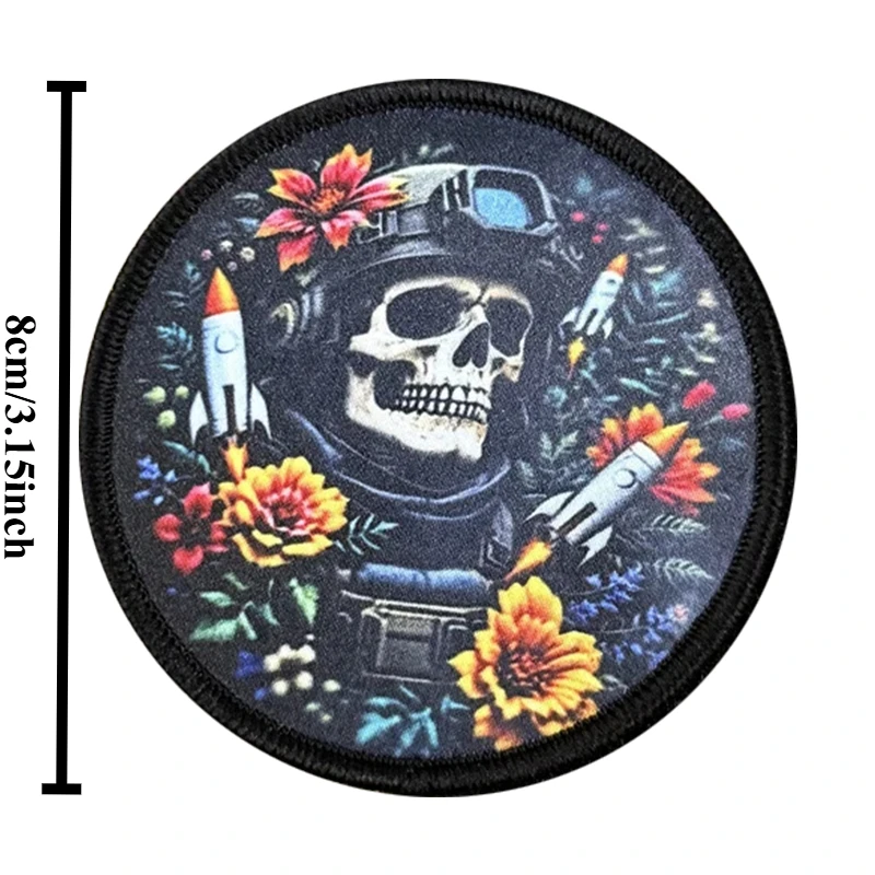 Parche táctico de calavera Floral, parches de gancho y bucle, brazalete, insignia de moral militar, mochila Chevron, pegatinas para chaleco - imagen 2