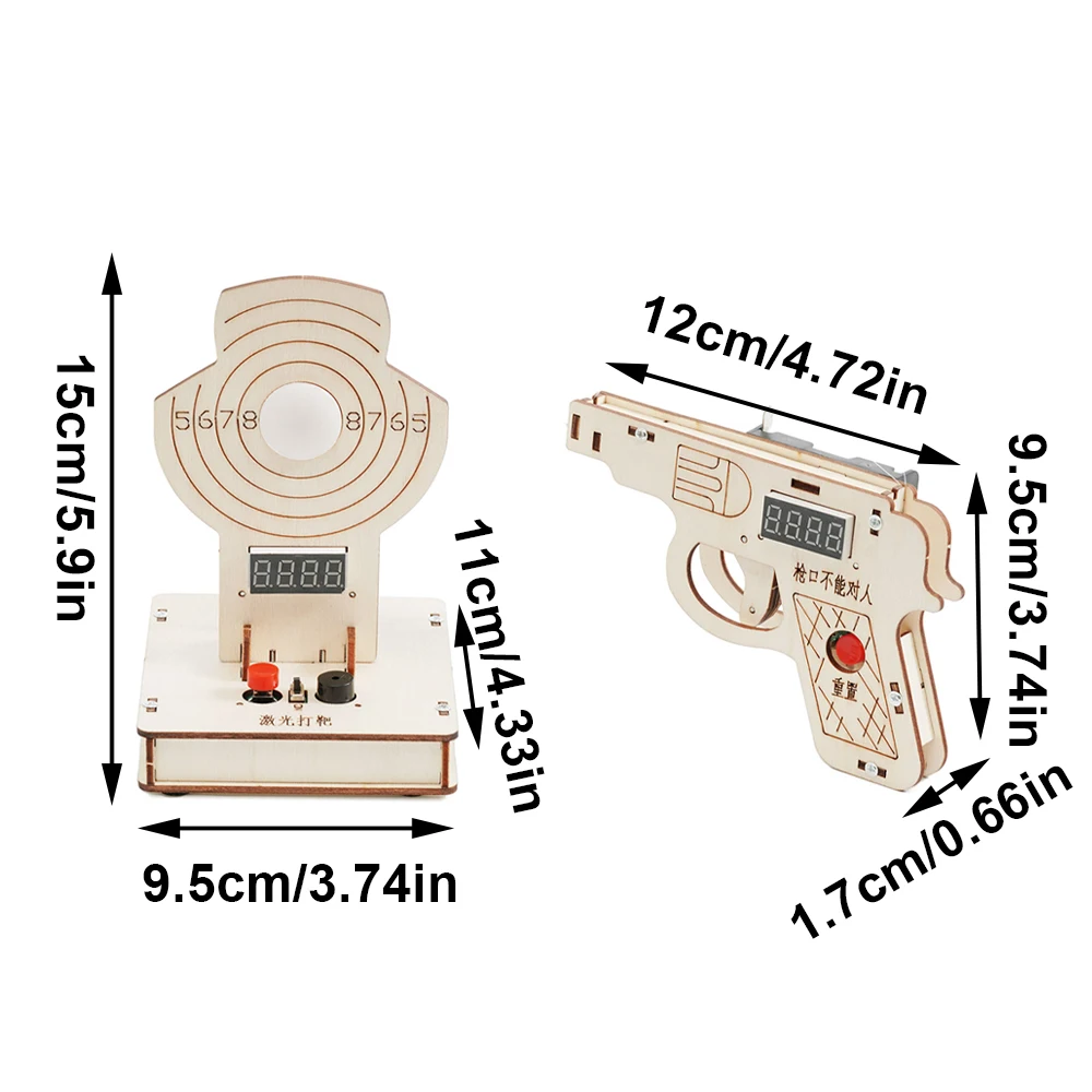 Kit de objetivo láser DIY, modelo de práctica de puntería de madera, sistema de pistola de tiro STEM, dispositivo de rompecabezas, juguetes ensamblados para regalo de niños - imagen 2