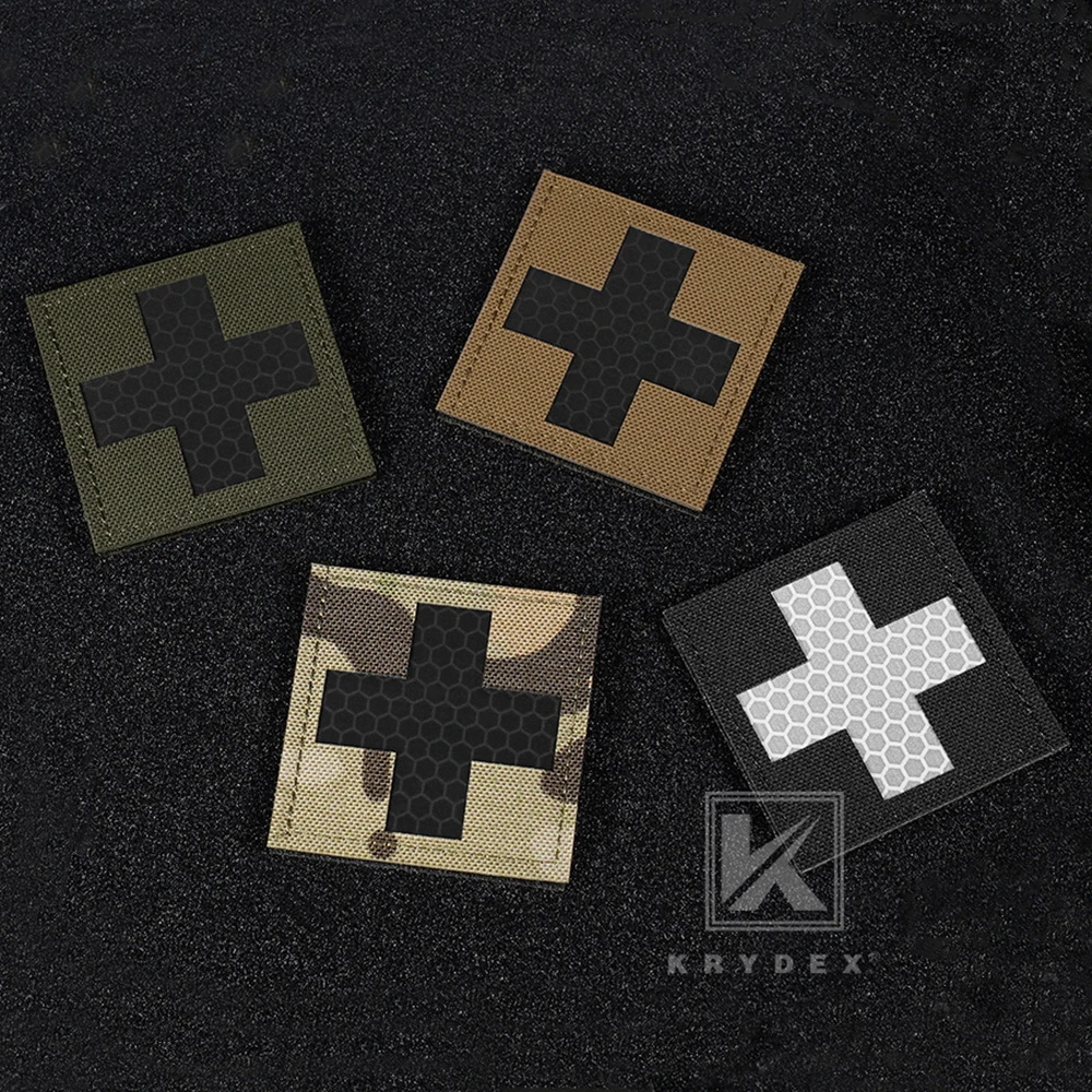 KRYDEX 2 uds parches cruzados médicos insignia MED de primeros auxilios parche reflectante de emergencia IFAK Trauma 2x2 pulgadas