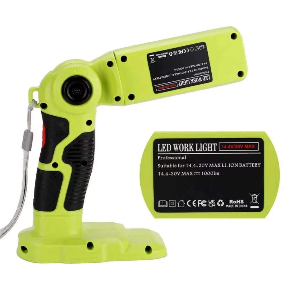Nueva luz LED de trabajo para Ryobi, batería de 18V, linterna portátil de 12W con protección de bajo voltaje para Camping, taller, garaje con EE. UU. - imagen 2