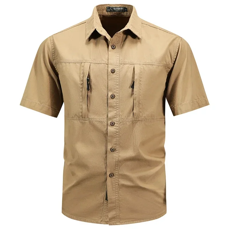Camisa táctica de manga corta para hombre, novedad de verano, camiseta de carga militar de secado rápido con múltiples bolsillos para exteriores, camiseta de trabajo para senderismo y pesca - imagen 5