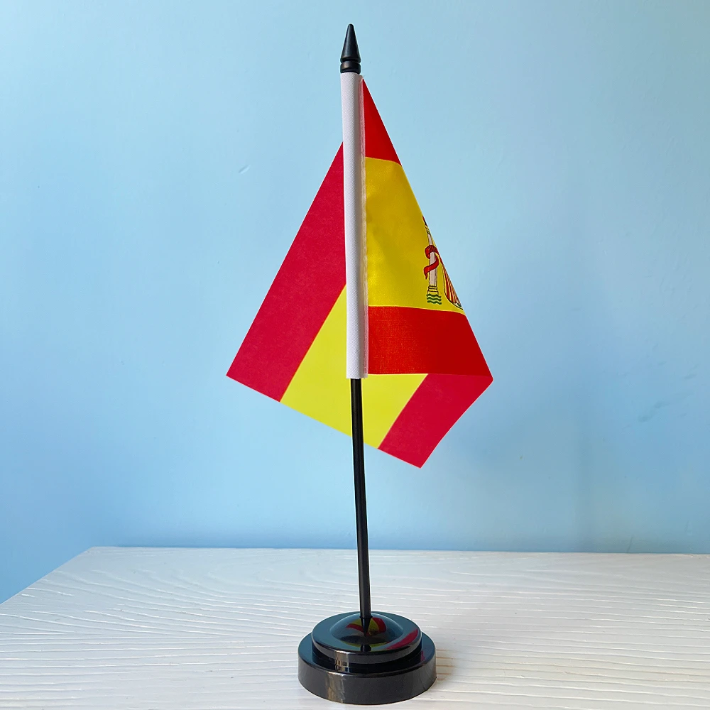 Escritorio de oficina de 14x21cm, pancarta pequeña de país de España, mesa de salón de reuniones, poste de pie, nacional español - imagen 2