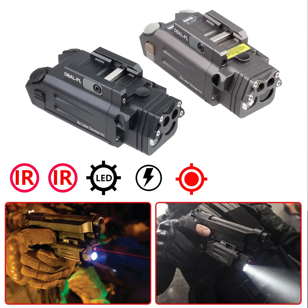 Luz de arma LED láser roja de SBAL-PL de Metal táctico para Glock 17 19, linterna estroboscópica Airsoft para caza X300, luz de explorador de pistola