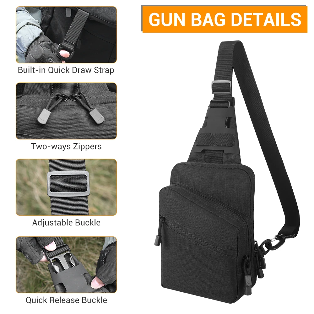 Bolsa táctica para el pecho, funda para pistola, bolsa de transporte oculta para exteriores, bolsa de transporte para pistola, bandolera, estuche organizador EDC - imagen 4
