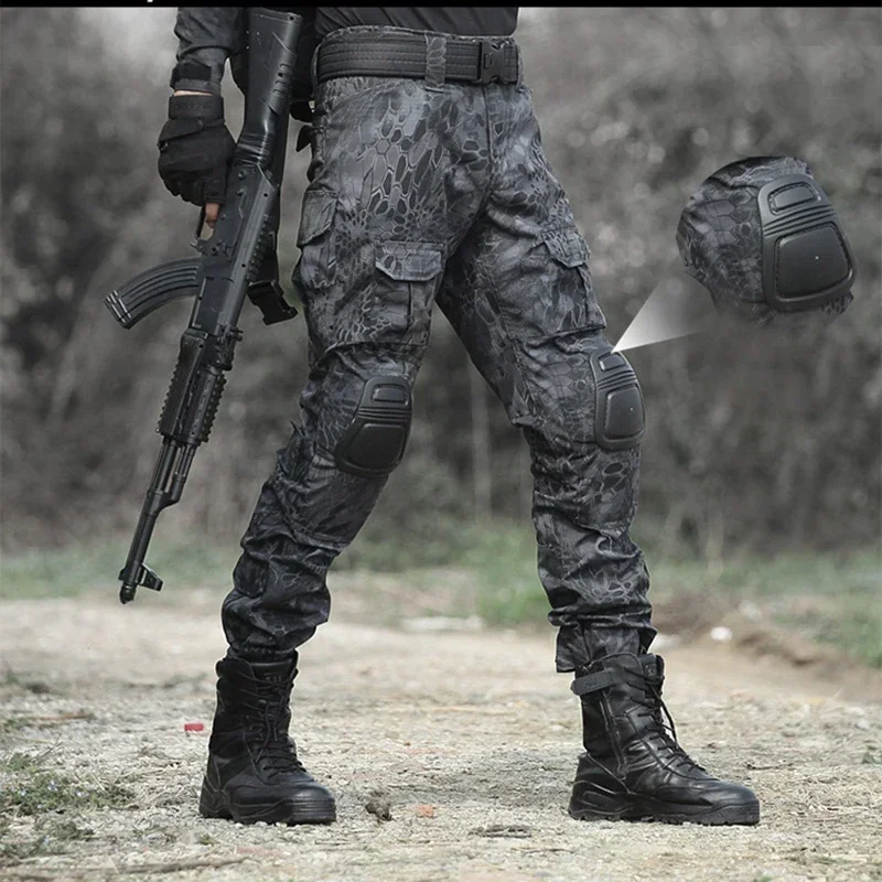 Pantalones de caza para hombre con rodilleras, pantalones de carga tácticos Airsoft, pantalones de senderismo, ropa de Paintball - imagen 2