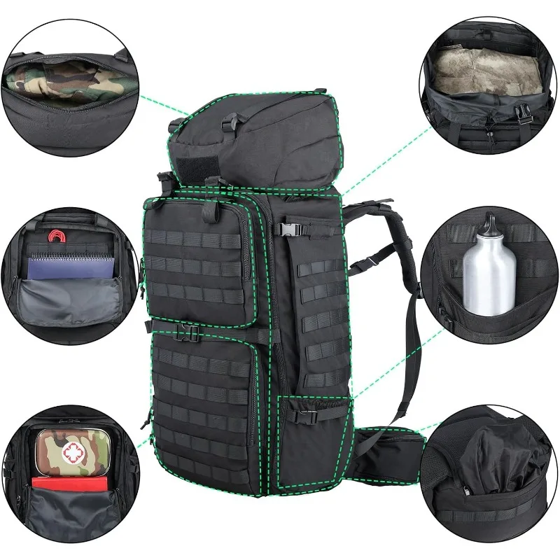 Mochila de viaje para hombre de 75L, mochilas militares tácticas para montañismo, mochila de supervivencia para escalada del ejército para acampar, senderismo - imagen 3
