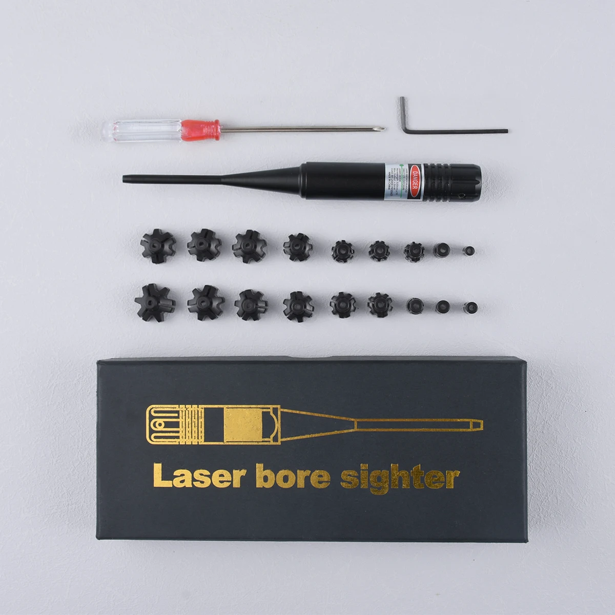 Kit de mira de orificio la-ser verde y rojo, adaptador 18 para.177.22 22LR.64.78 calibre 12GA, pistola, Rifle, escopeta, colimador Boresighter