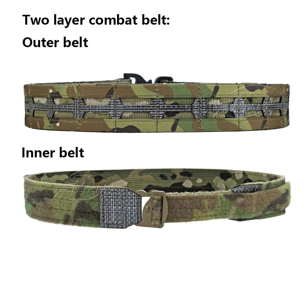 Cinturón de combate táctico MOLLE, cinturón interior exterior de dos capas, hebilla de Metal QD, equipo Airsoft de caza de patrulla de alta resistencia TF51 - imagen 2