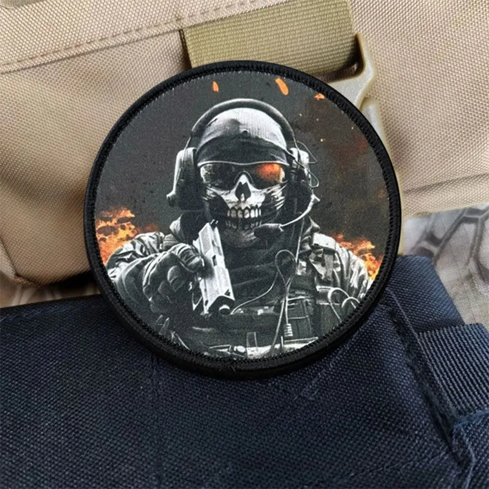 Parche de insignia de moral de guerrero, brazalete con gancho impreso, emblema militar, ropa táctica, pegatinas para mochila - imagen 3