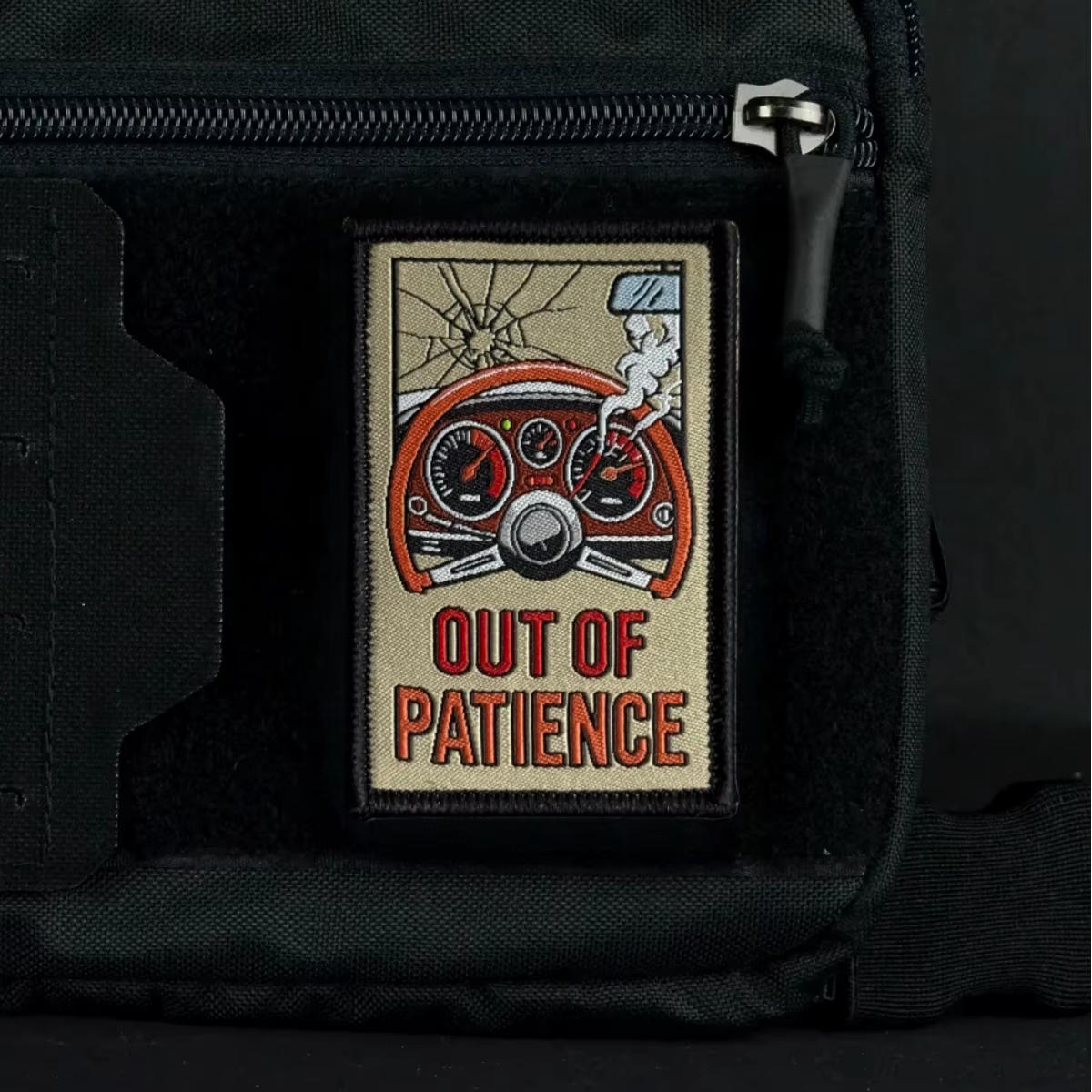 Parche táctico velcro Out of Patience para mochila airsoft