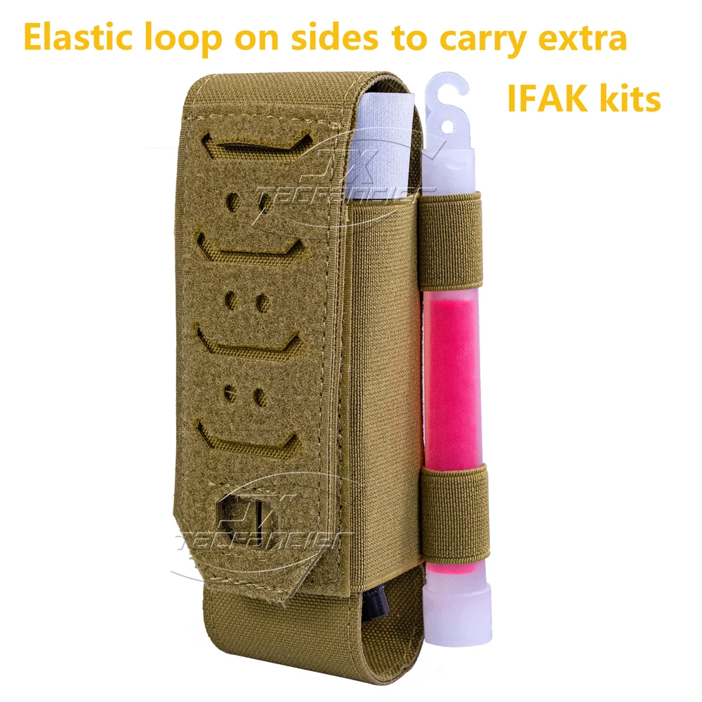 Bolsa de torniquete táctico, bolsa para tijeras de trauma, cubierta plana, sistema MOLLE de corte láser, soporte de luz de Flash, accesorios de caza al aire libre - imagen 4