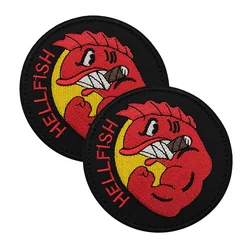 Parche bordado Flying Hellfish – Emblema circular Los Simpson para mochila