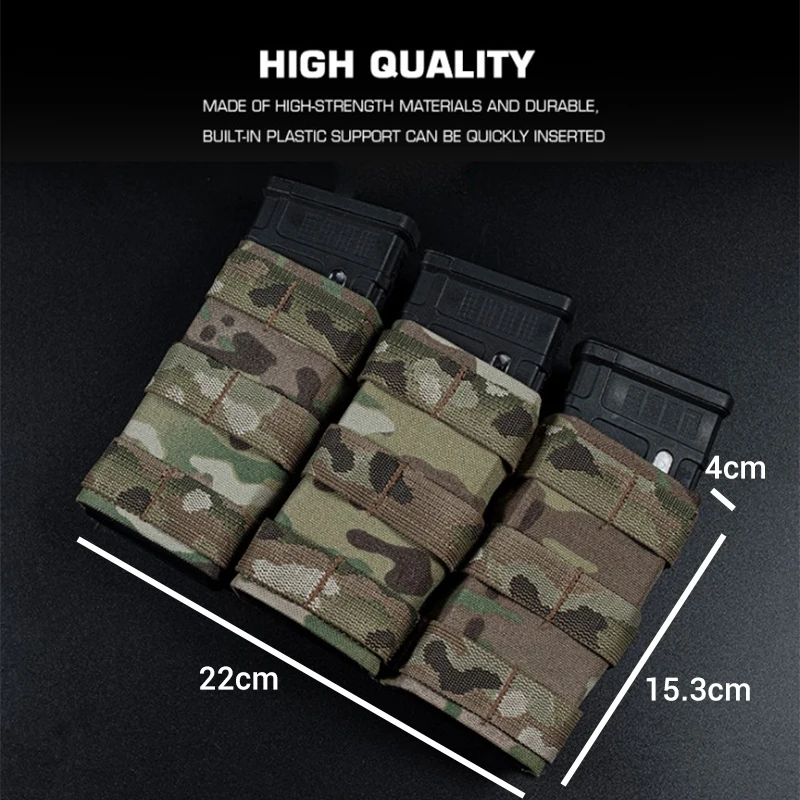 Bolsa táctica Triple para revistas de 5,56mm con portador de inserción dura bolsa Molle Mag de extracción rápida alta - imagen 3