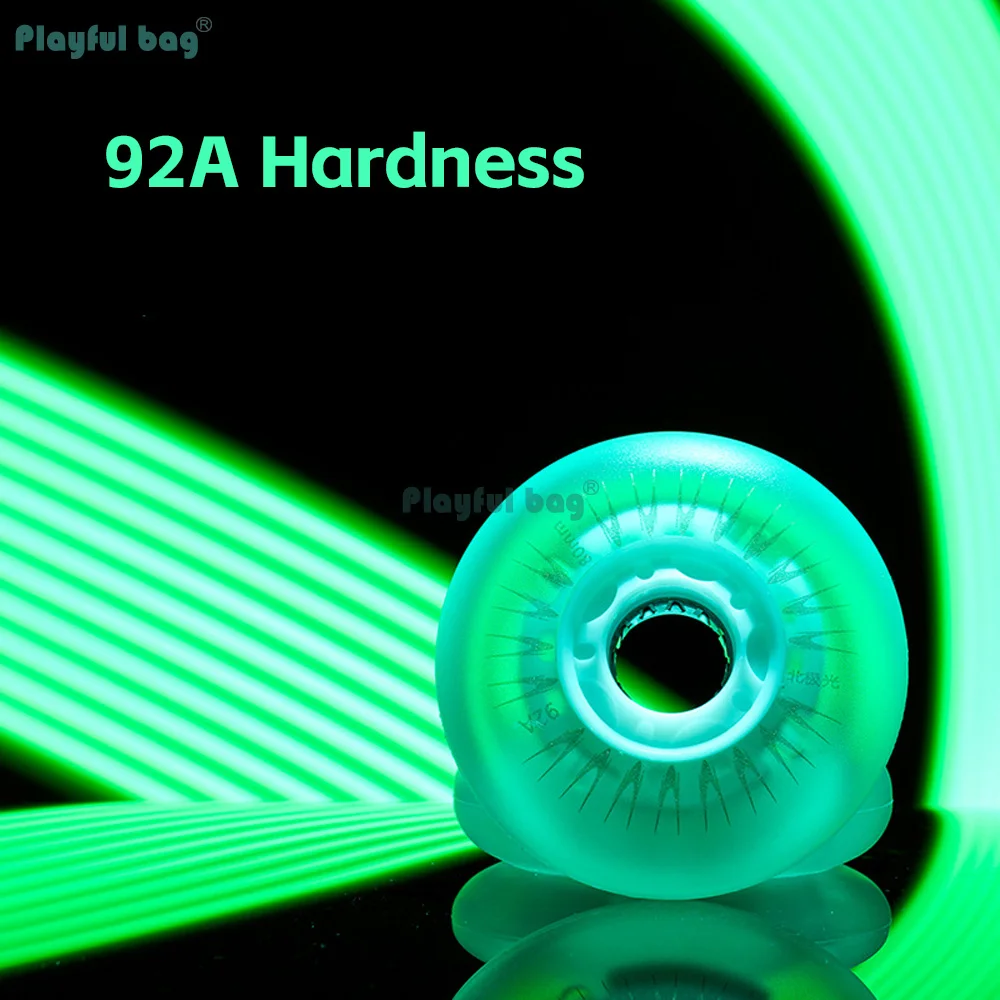 Patín en línea con luz LED, ruedas 92A, rueda Flash de alto brillo, verde/blanco/azul/púrpura, 72 76 80MM, patinaje nocturno AMB323 - imagen 3