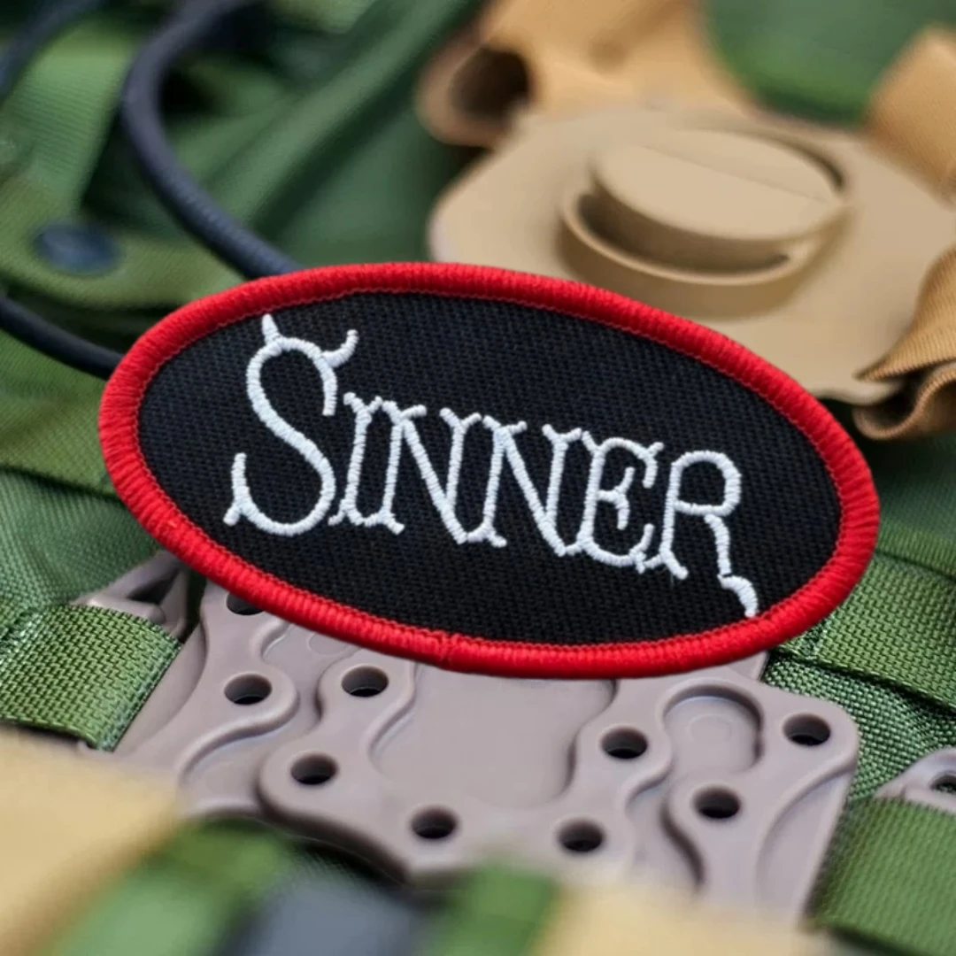 Parche de SINNER, insignia de moral táctica, Jesucristo, del diablo religioso, parches bordados para ropa, pegatina de equipo militar - imagen 2