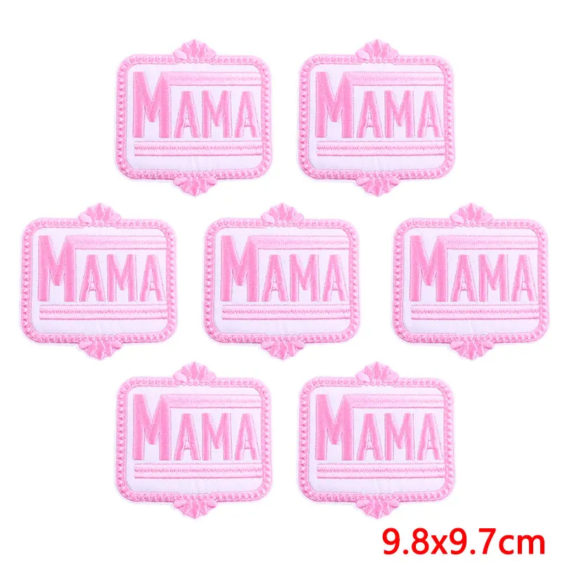 Parches termoadhesivos para ropa, parche bordado de estilo rosa, venta al por mayor de mamá, 10 unidades por lote - imagen 3
