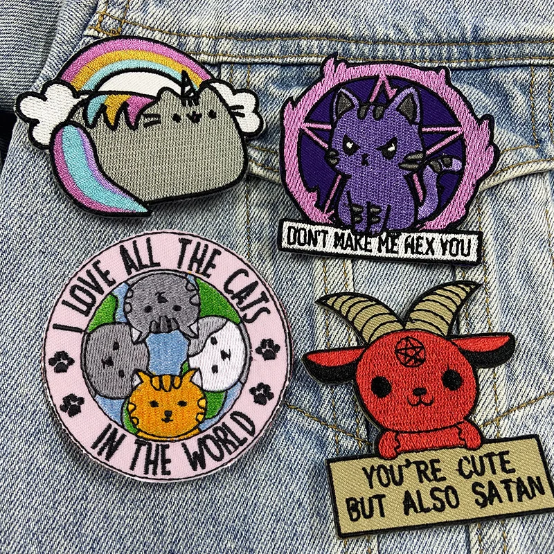 Parche bordado de dibujos animados/animales, parches termoadhesivos para planchar ropa, pegatina de planchado bordada - imagen 2