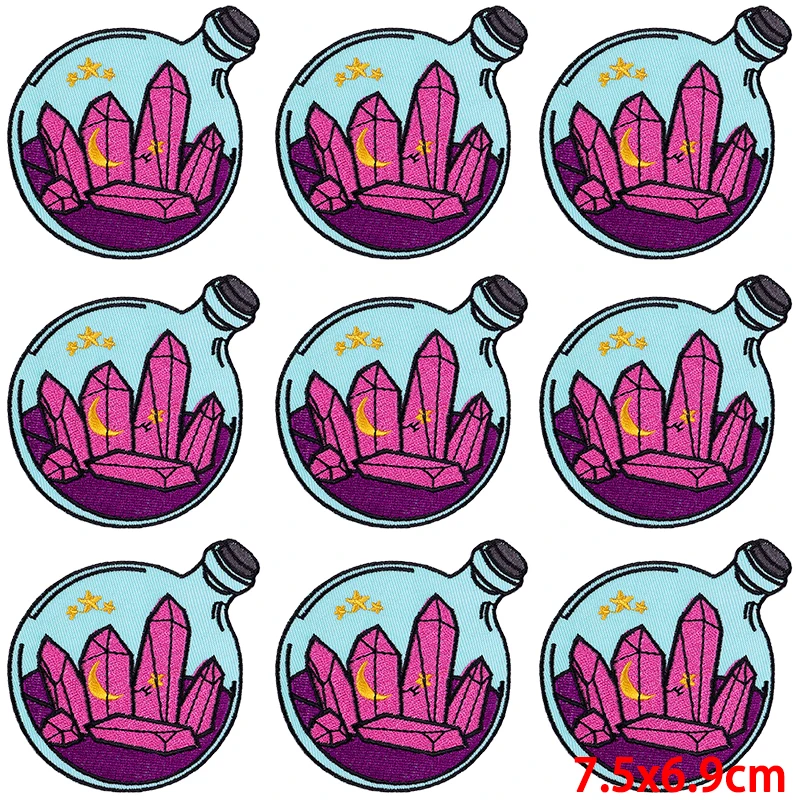 Parche bordado de dibujos animados para planchar, parches termoadhesivos para ropa, parches de flores, pegatinas de apliques, 10 Uds./lote - imagen 3