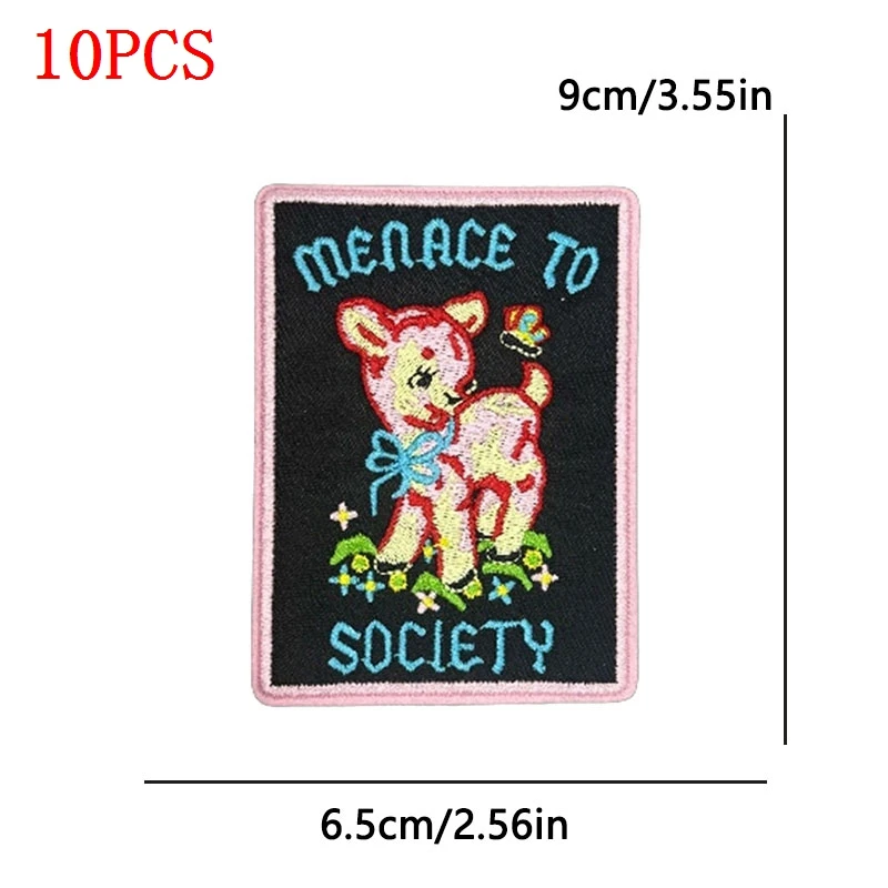 10 unids/set Pink Pony Club parches para planchar para ropa estilo Y2K parche bordado negro niñas coser insignias apliques pegatinas DIY - imagen 3