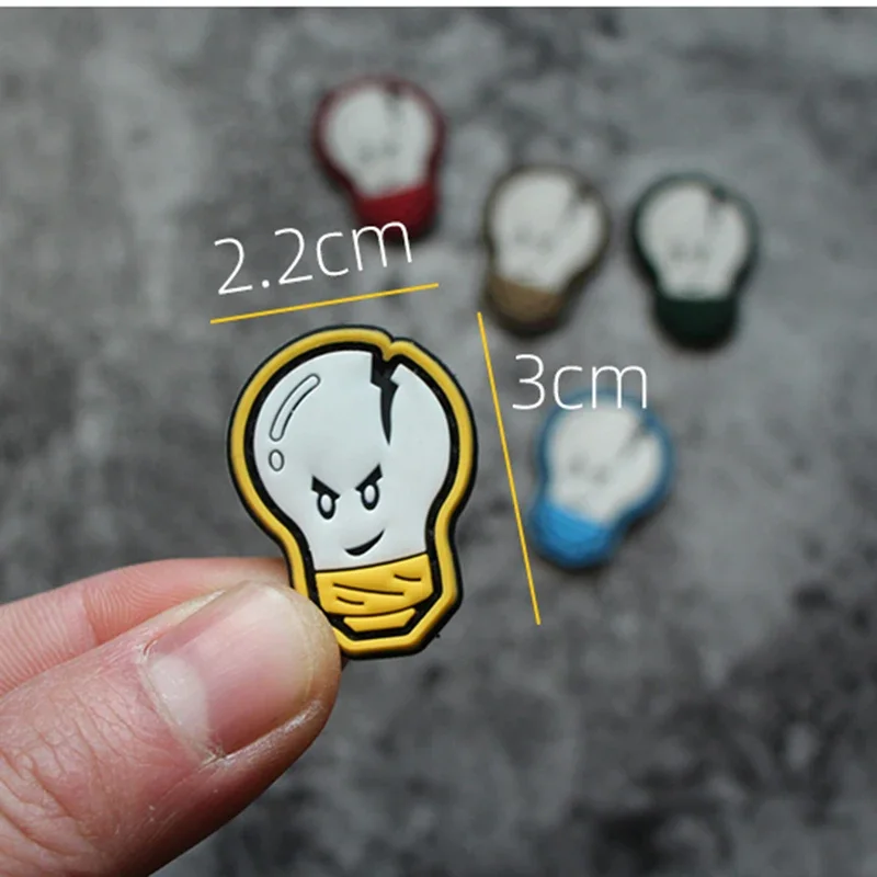 Parches de goma con bombilla pequeña de pvc, gancho y bucle, ropa táctica, parche para mochila, sello de moral 3d, accesorio táctico diy - imagen 3