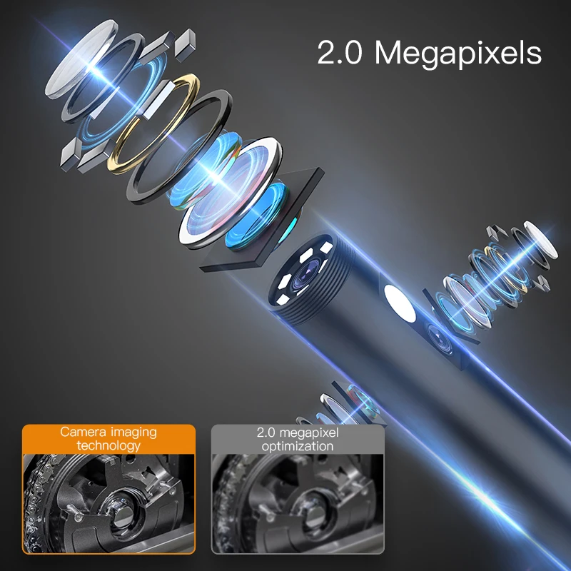 Cámara endoscópica de doble lente, boroscopio Industrial con pantalla IPS de 5 pulgadas, inspección de tuberías de coche, 6 LED ajustables, 1080P y 8mm - imagen 3