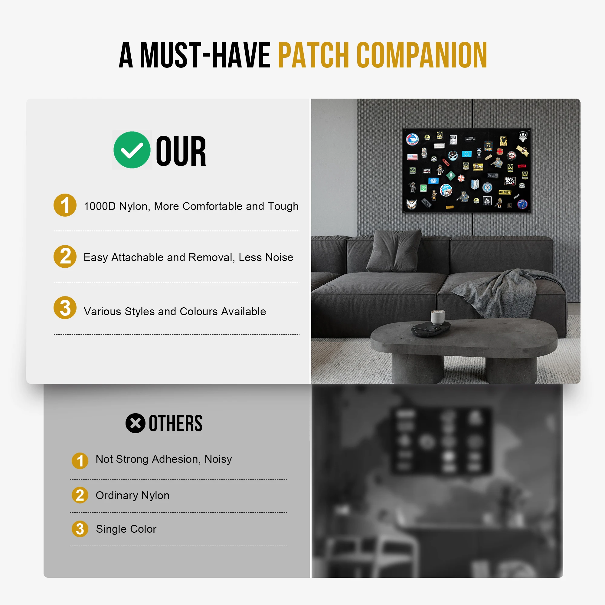 ONETIGRIS-tablero de exhibición de parches tácticos, soporte plegable, alfombrilla militar, parches de identificación, almohadilla de pasta de insignias DIY, organizador de herramientas - imagen 5