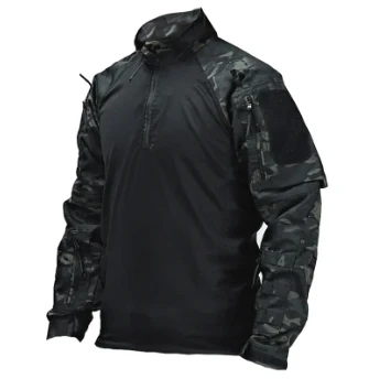 Uniforme para exteriores con cremallera para hombre, camisetas de combate, camisas tácticas de manga larga, camisas de caza Airsoft para Paintball, ropa resistente al desgaste, 1/4 - imagen 2