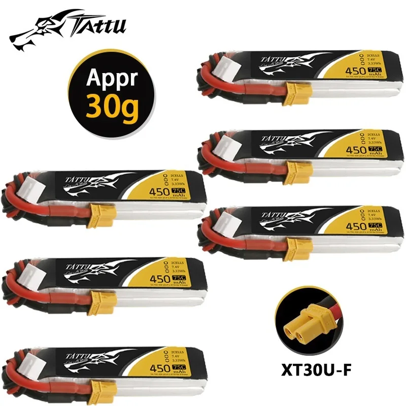 Batería LiPo TATTU 2S 7,4V 450mAh 75C – Drone FPV Racing