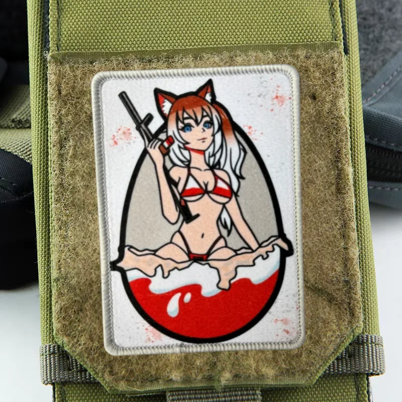 Parche táctico anime chica sorpresa con gancho y bucle para ropa - imagen 3