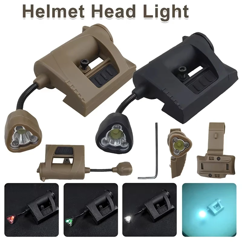 Luz táctica para casco, linterna LED de 3 modos, iluminación nocturna para exteriores, para caza láser, ciclismo militar, lámpara para casco de pesca, 5 uds. - imagen 4