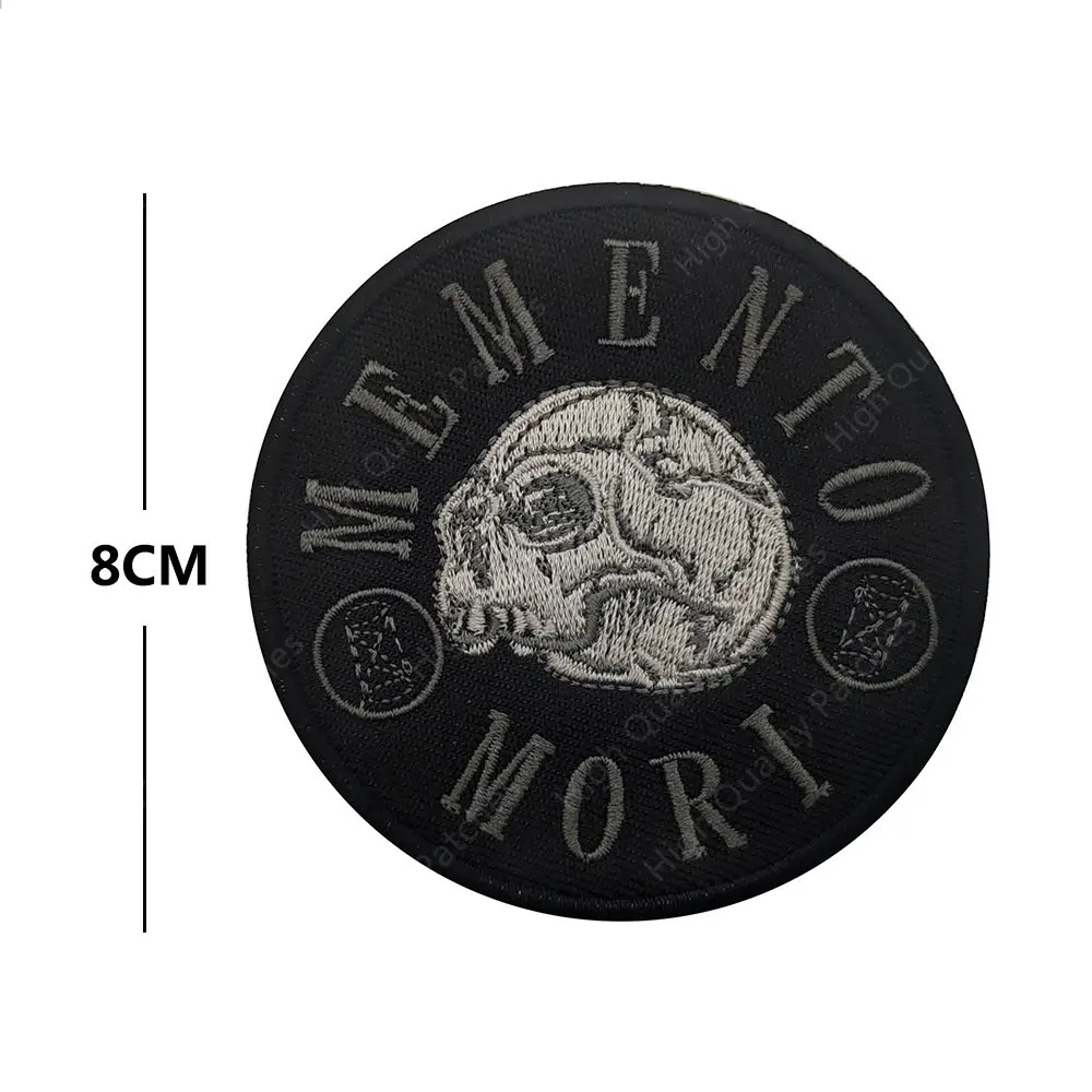 Memento Mori-Parche bordado de advertencia, emblema táctico, brazalete, aplique de calavera y huesos, insignia táctica conmemorativa - imagen 5