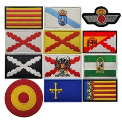 Parche de bandera de tenedor burdeos con insignia de águila de doble cabeza Asturias de Andalucía de Galicia, parche mágico con tira de pecho española