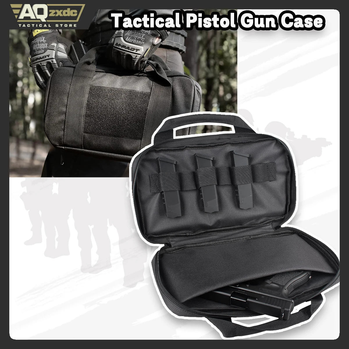 AQzxdc Estuche táctico para pistola, estuche acolchado para pistola, billetera doble para pistola, fundas blandas para pistola, bolsas rectangulares para pistolas