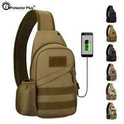 PROTECTOR PLUS táctico al aire libre duradero Nylon deportes Casual alta calidad bolso de hombro único con carga USB bolsa de pecho Unisex