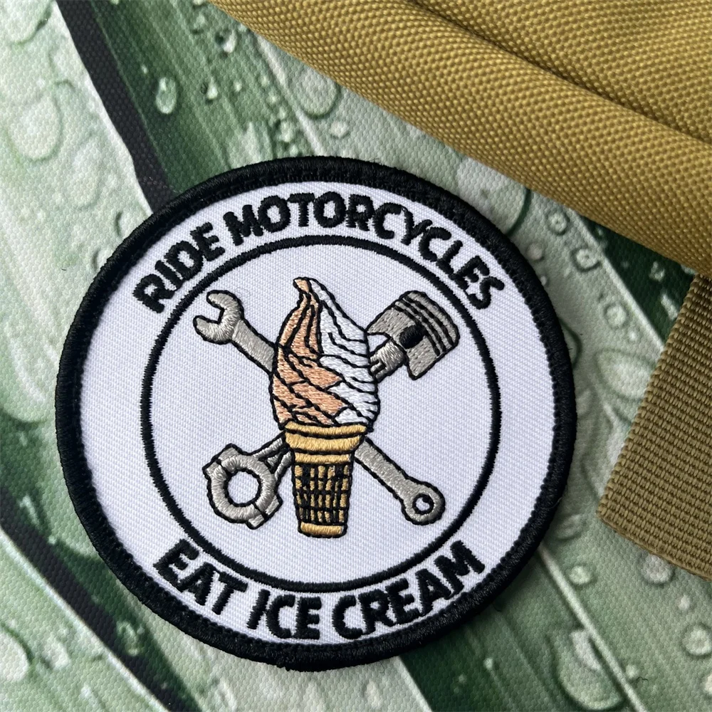 Parches bordados para comer helado, insignia de moral táctica, mochila militar, pegatina de gancho y bucle - imagen 2