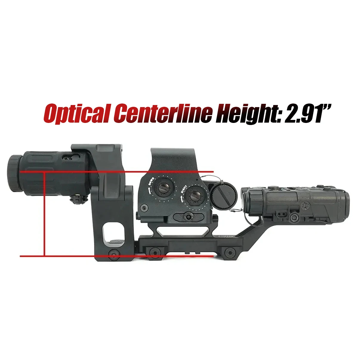 Montaje elevador óptico Hydra de 2,26 "2,91" para colimador holográfico 551 552 553 558 mira de punto rojo PEQ-15 PEQ15 láser riel de 20mm - imagen 2