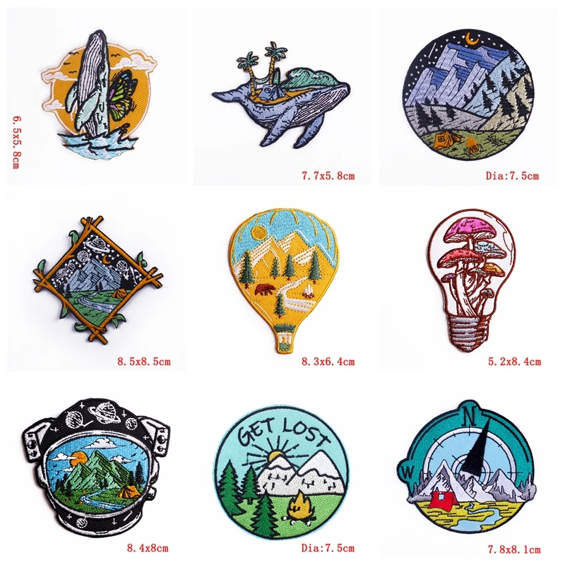 Parches bordados de aventura al aire libre para acampar en la montaña, parches de planchado DIY para ropa, insignia de costura, mochila, 10 unids/lote - imagen 3