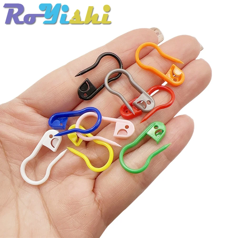 100 unids/caja de alfileres de seguridad de plástico coloridos, marcadores para tejer, Clips de punto de ganchillo para manualidades de costura, accesorios de ropa - imagen 5