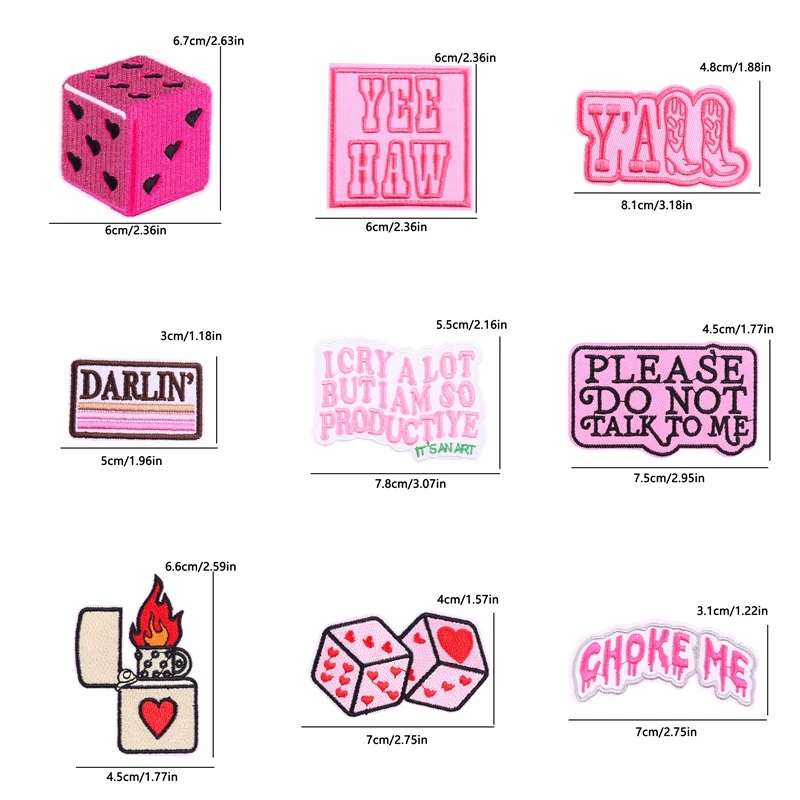 5 unids/lote serie rosa Western Cowboys parche bordado dibujos animados/parche de letras parches para planchar para ropa sombreros chaquetas coser DIY - imagen 3