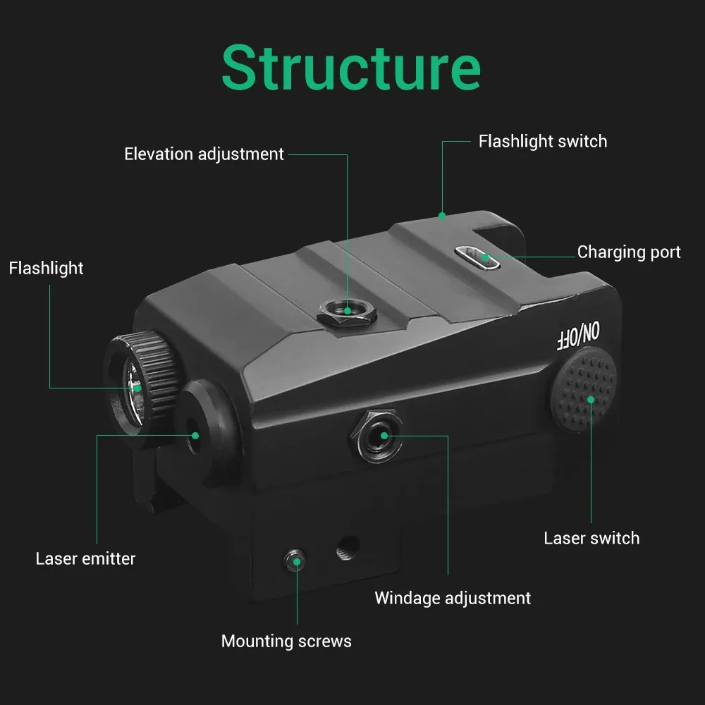 Mira láser roja para pistola con riel Picatinny recargable USB - imagen 4