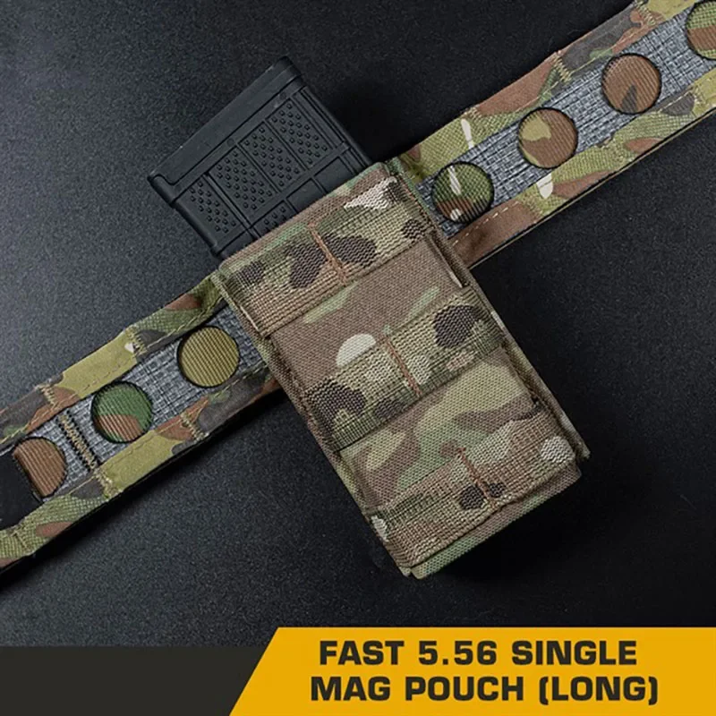 FAST 5.56 Single Mag Pouch Long MOLLE Mag Pouch Hunting Airsoft Gear AR15 M4 Tactical Belt Bag Built-In Kydex Wedge Insert - imagen 3