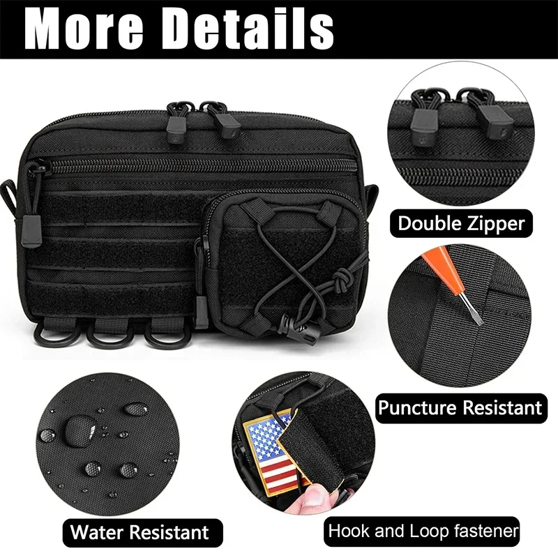 Bolsa táctica Molle Horizontal Admin con bolsillo frontal con cordón, bolsa EMT, bolsa Orgaznier de utilidad EDC - imagen 2
