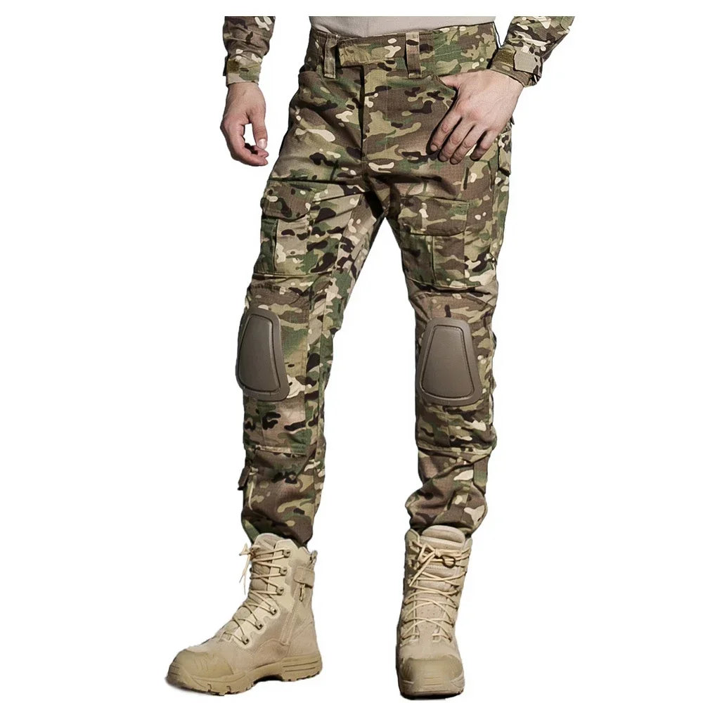 Pantalones de combate para hombre al aire libre + rodilleras, pantalones tácticos, pantalones de camuflaje para senderismo, ropa de trabajo y caza, resistente al desgaste con múltiples bolsillos - imagen 3